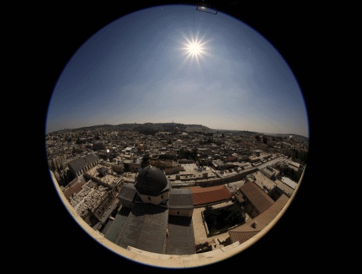 jerusalem old city sky line in a bubble flash90 - 1